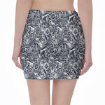 Abstract Nautical Anchor Pattern Print Pencil Mini Skirt