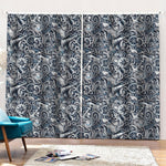 Abstract Nautical Anchor Pattern Print Pencil Pleat Curtains