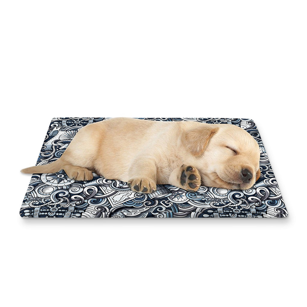 Abstract Nautical Anchor Pattern Print Pet Cooling Mat Cover