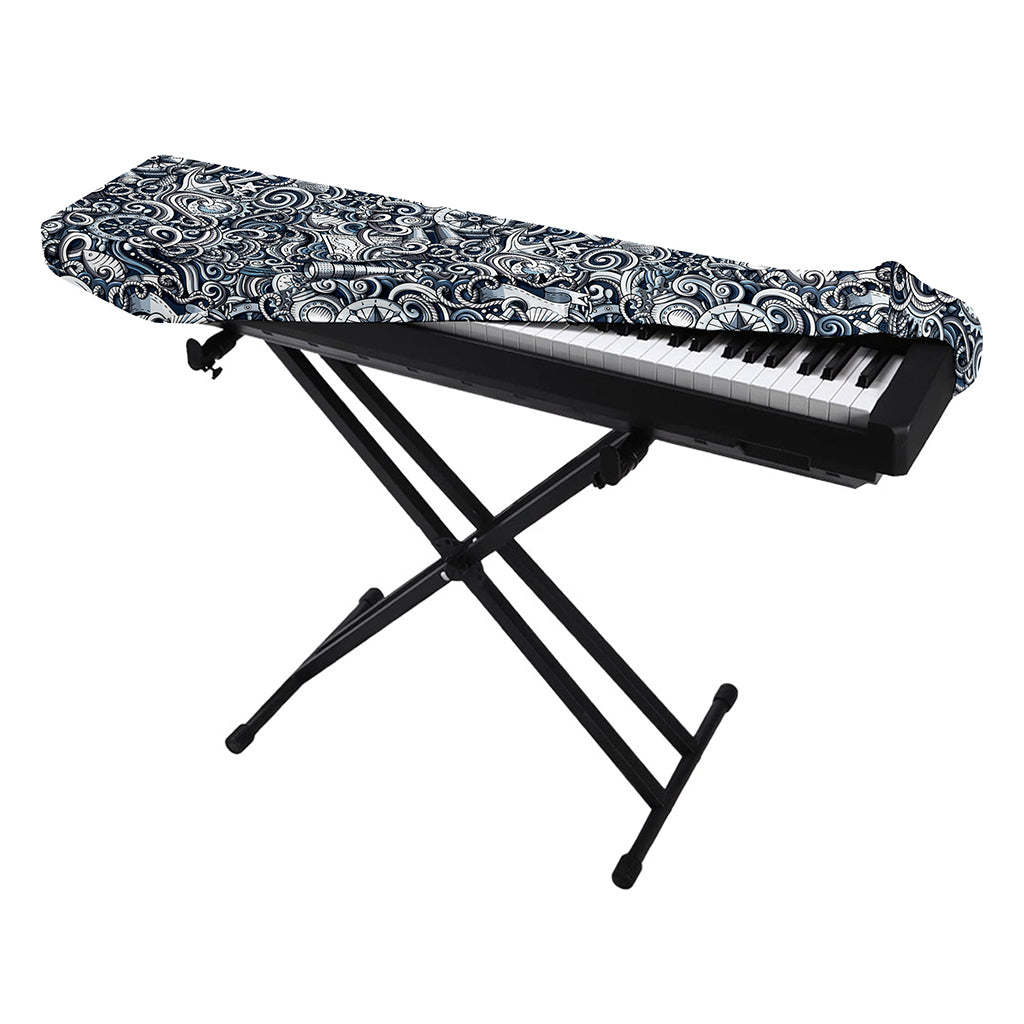 Abstract Nautical Anchor Pattern Print Piano Keyboard Cover