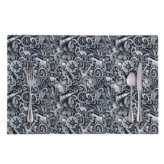 Abstract Nautical Anchor Pattern Print Placemat