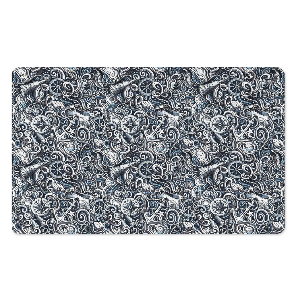 Abstract Nautical Anchor Pattern Print Polyester Doormat