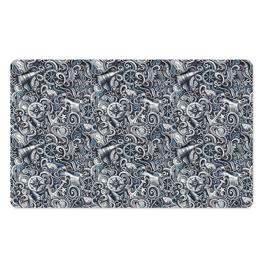 Abstract Nautical Anchor Pattern Print Polyester Doormat