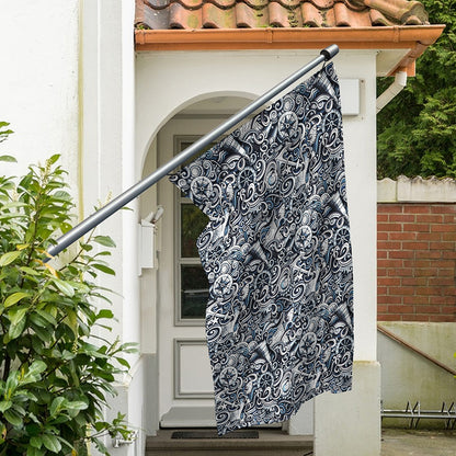 Abstract Nautical Anchor Pattern Print Polyester Flag