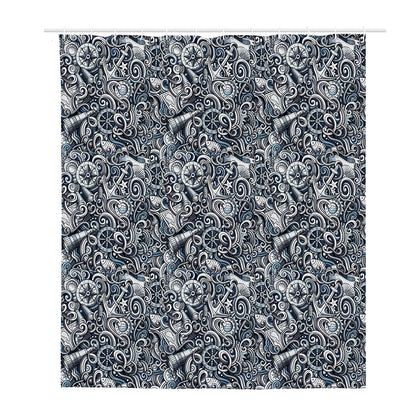 Abstract Nautical Anchor Pattern Print Polyester Shower Curtain