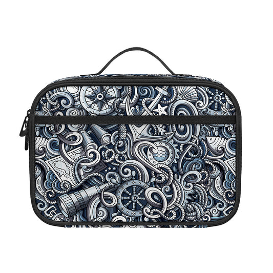 Abstract Nautical Anchor Pattern Print Portable Lunch Bag