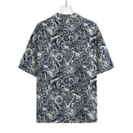 Abstract Nautical Anchor Pattern Print Rayon Hawaiian Shirt