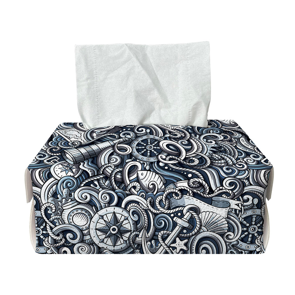 Abstract Nautical Anchor Pattern Print Rectangle Tissue Box Cover
