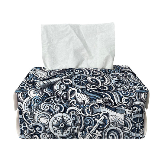 Abstract Nautical Anchor Pattern Print Rectangle Tissue Box Cover