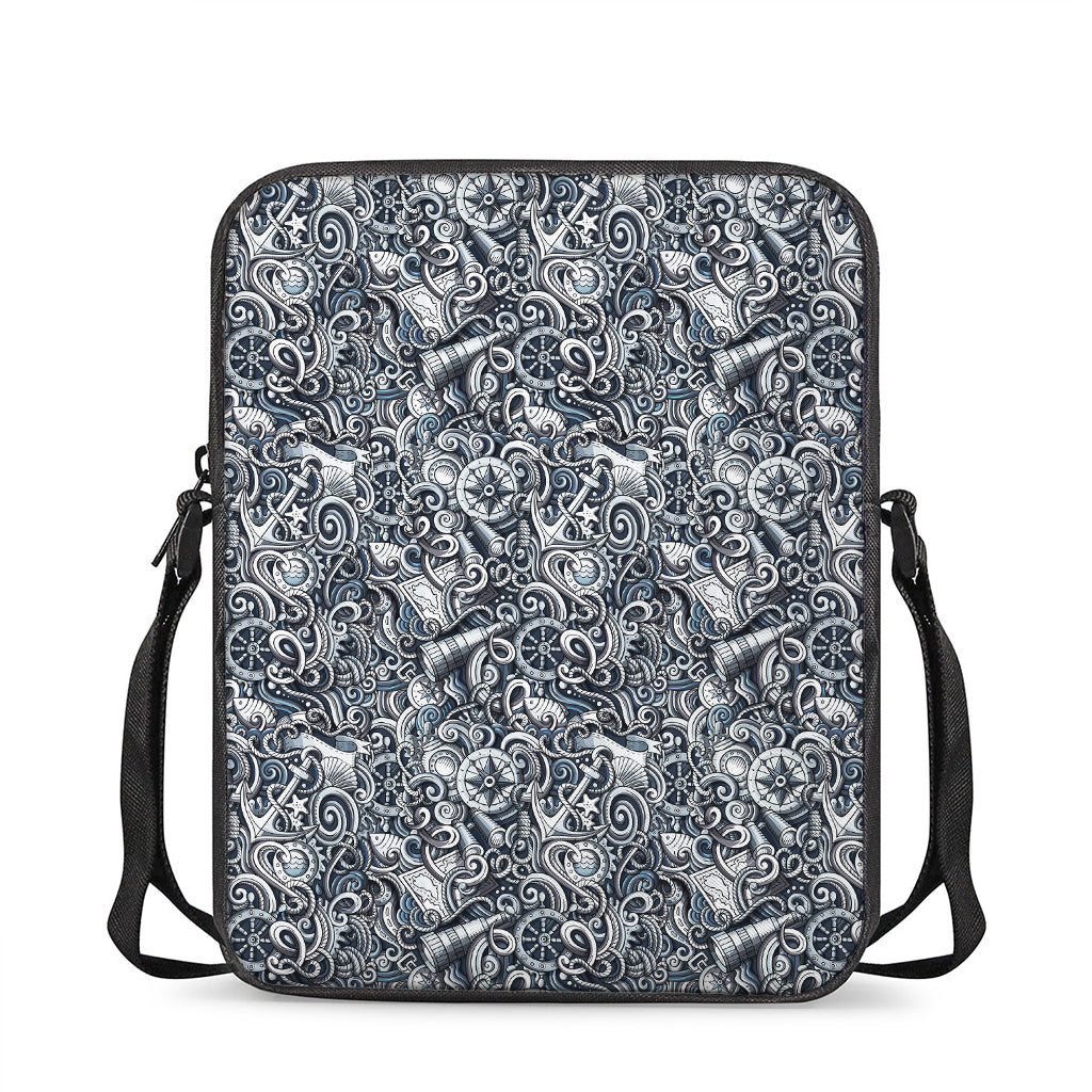 Abstract Nautical Anchor Pattern Print Rectangular Crossbody Bag