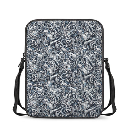 Abstract Nautical Anchor Pattern Print Rectangular Crossbody Bag