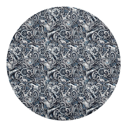 Abstract Nautical Anchor Pattern Print Round Blanket