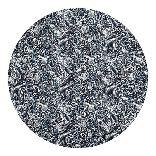 Abstract Nautical Anchor Pattern Print Round Blanket