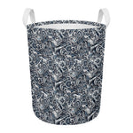 Abstract Nautical Anchor Pattern Print Round Laundry Basket