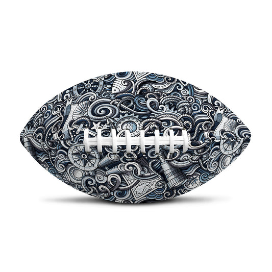 Abstract Nautical Anchor Pattern Print Rugby Ball