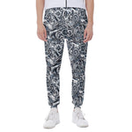 Abstract Nautical Anchor Pattern Print Scuba Joggers