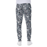 Abstract Nautical Anchor Pattern Print Scuba Joggers