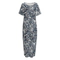 Abstract Nautical Anchor Pattern Print Short Sleeve Long Nightdress