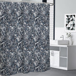 Abstract Nautical Anchor Pattern Print Shower Curtain