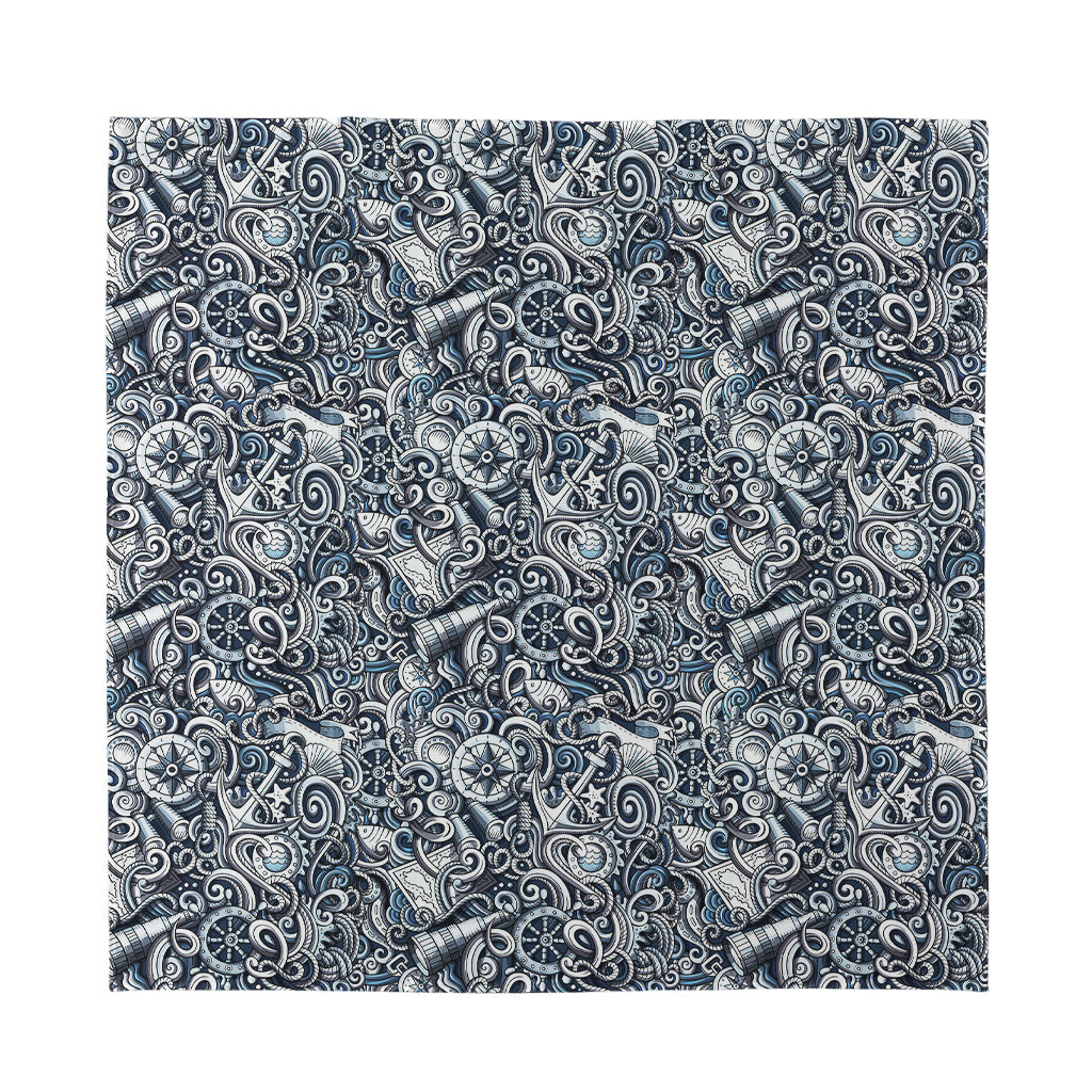 Abstract Nautical Anchor Pattern Print Silk Bandana