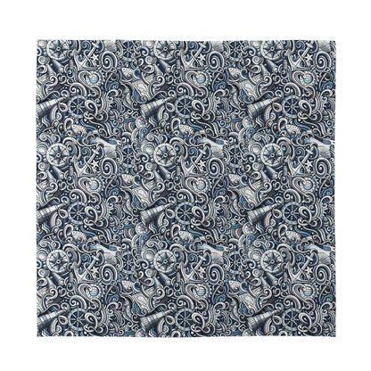 Abstract Nautical Anchor Pattern Print Silk Bandana
