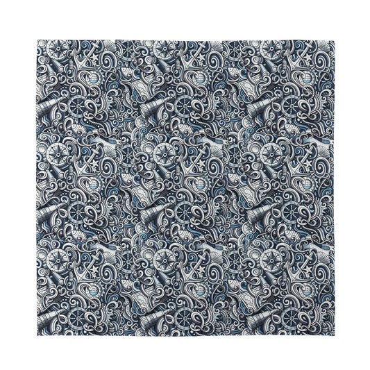Abstract Nautical Anchor Pattern Print Silk Bandana