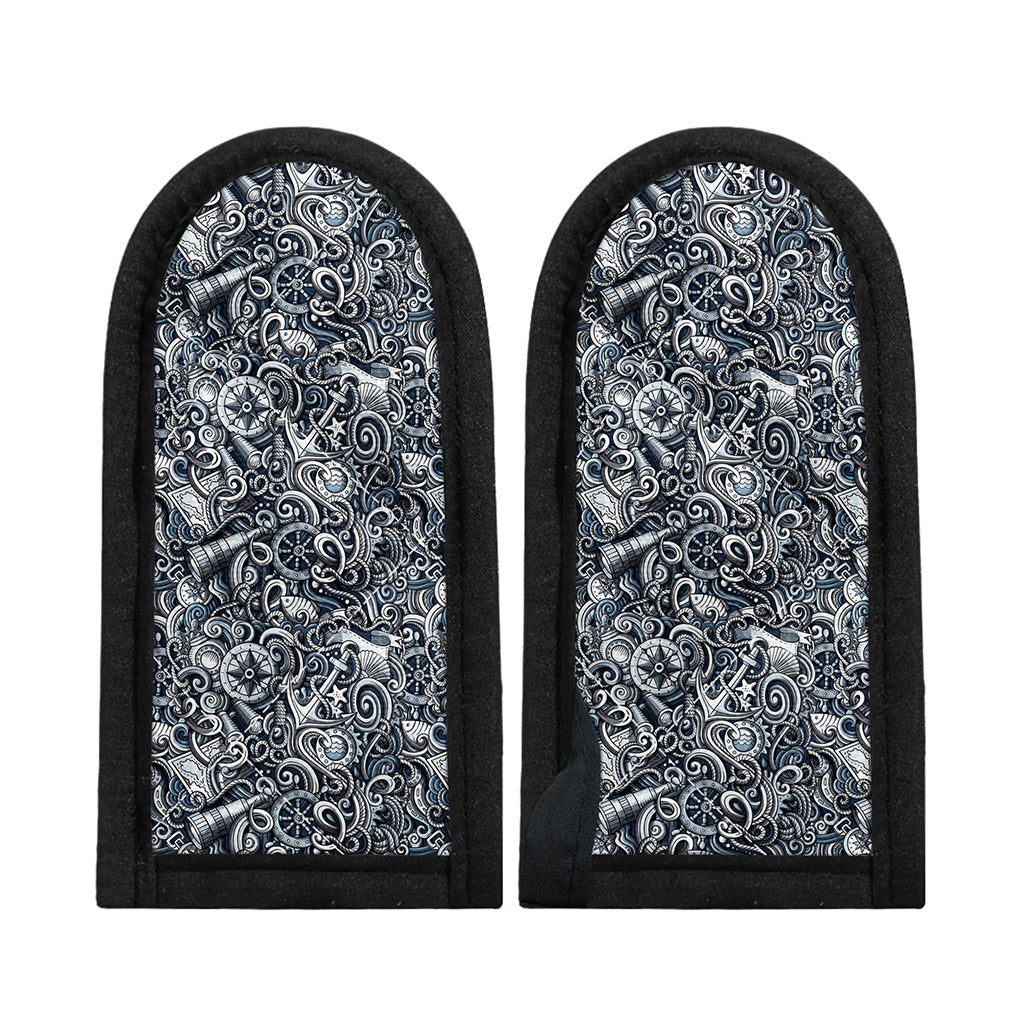 Abstract Nautical Anchor Pattern Print Skillet Handle Cover
