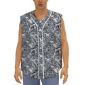 Abstract Nautical Anchor Pattern Print Sleeveless Baseball Jersey