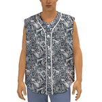 Abstract Nautical Anchor Pattern Print Sleeveless Baseball Jersey