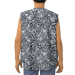 Abstract Nautical Anchor Pattern Print Sleeveless Baseball Jersey