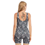 Abstract Nautical Anchor Pattern Print Sleeveless One Piece Swimsuit