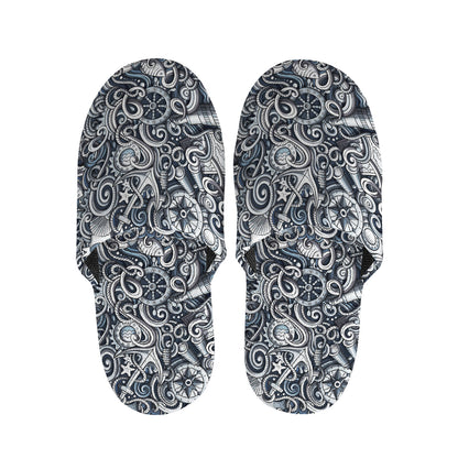 Abstract Nautical Anchor Pattern Print Slippers