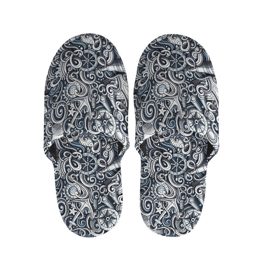 Abstract Nautical Anchor Pattern Print Slippers