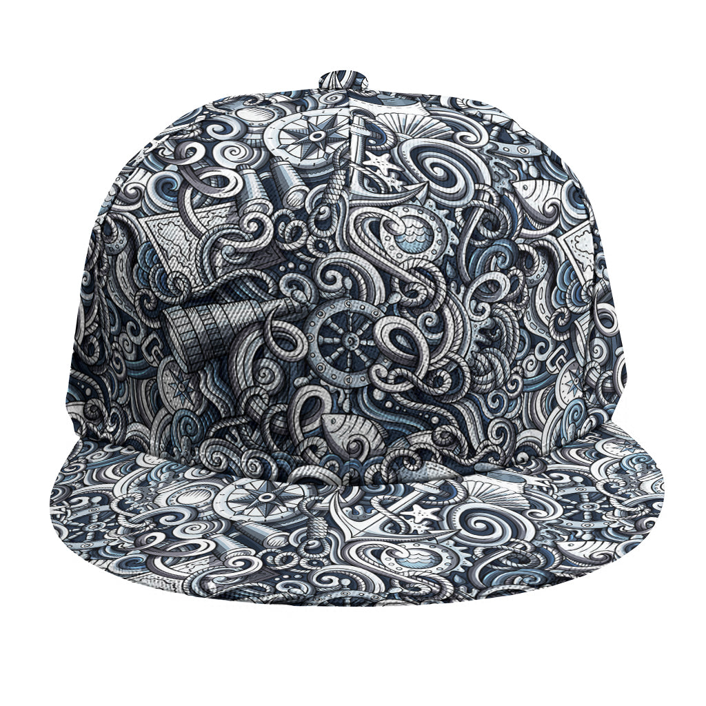 Abstract Nautical Anchor Pattern Print Snapback Cap