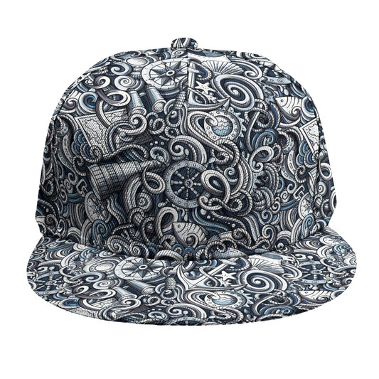 Abstract Nautical Anchor Pattern Print Snapback Cap