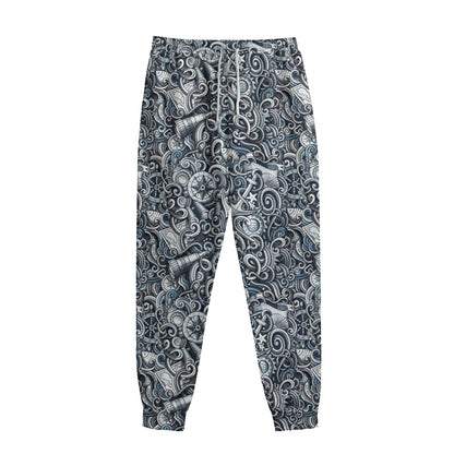 Abstract Nautical Anchor Pattern Print Sweatpants