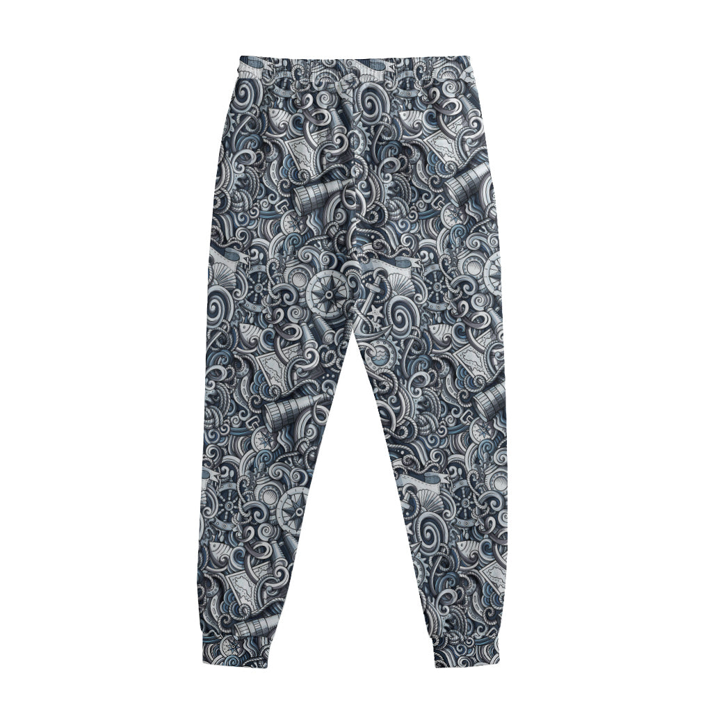 Abstract Nautical Anchor Pattern Print Sweatpants
