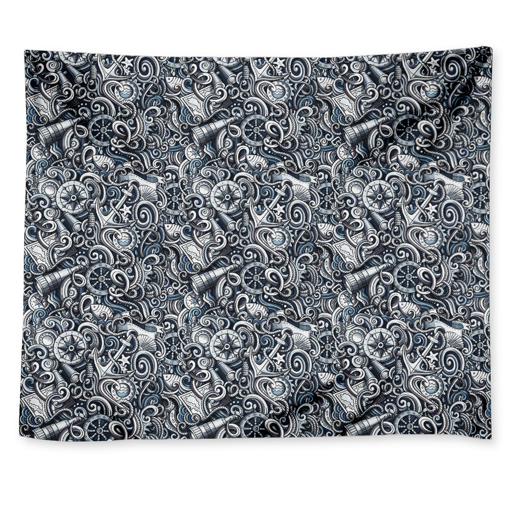 Abstract Nautical Anchor Pattern Print Tapestry