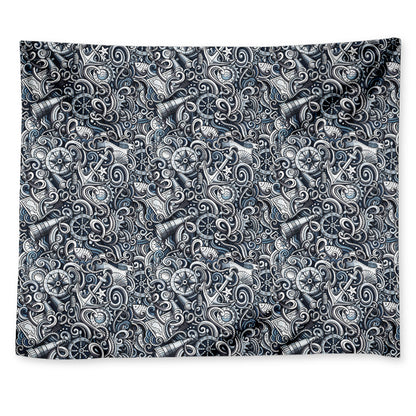Abstract Nautical Anchor Pattern Print Tapestry