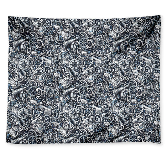 Abstract Nautical Anchor Pattern Print Tapestry