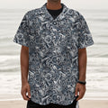 Abstract Nautical Anchor Pattern Print Textured Short Sleeve Shirt