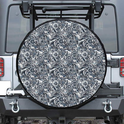 Abstract Nautical Anchor Pattern Print Tire Cover