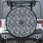 Abstract Nautical Anchor Pattern Print Tire Cover With Camera Hole