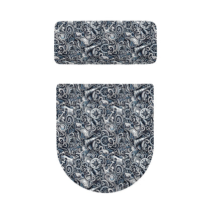 Abstract Nautical Anchor Pattern Print Toilet Lid And Tank Cover Set