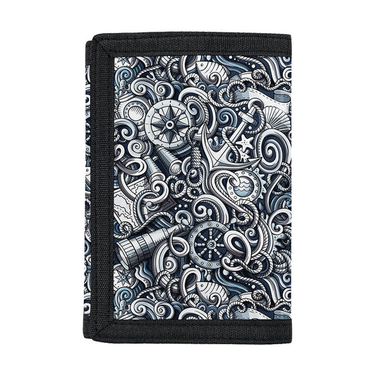 Abstract Nautical Anchor Pattern Print Trifold Wallet