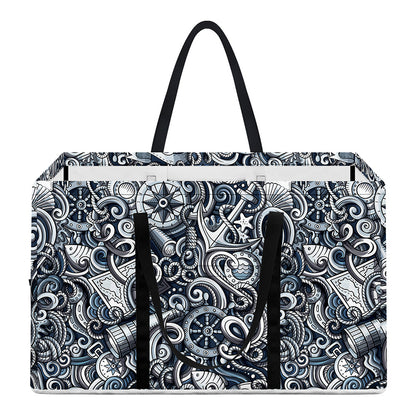 Abstract Nautical Anchor Pattern Print Utility Tote Bag