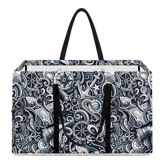 Abstract Nautical Anchor Pattern Print Utility Tote Bag