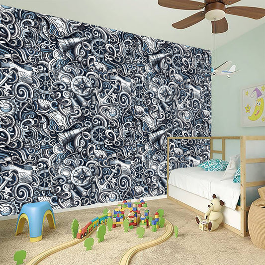 Abstract Nautical Anchor Pattern Print Wall Sticker