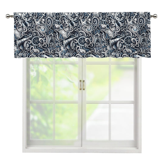 Abstract Nautical Anchor Pattern Print Window Valance