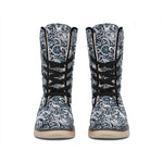 Abstract Nautical Anchor Pattern Print Winter Boots